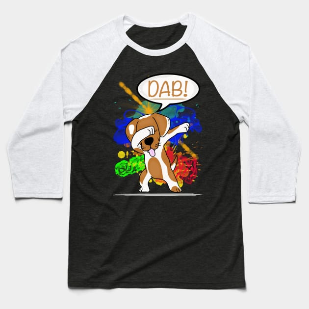 Dab Dog Dabbing Baseball T-Shirt by By Diane Maclaine